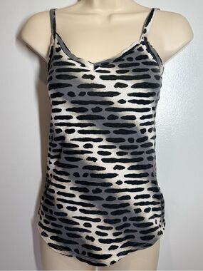 OP Black and White Animal-Print Satin Cami Small